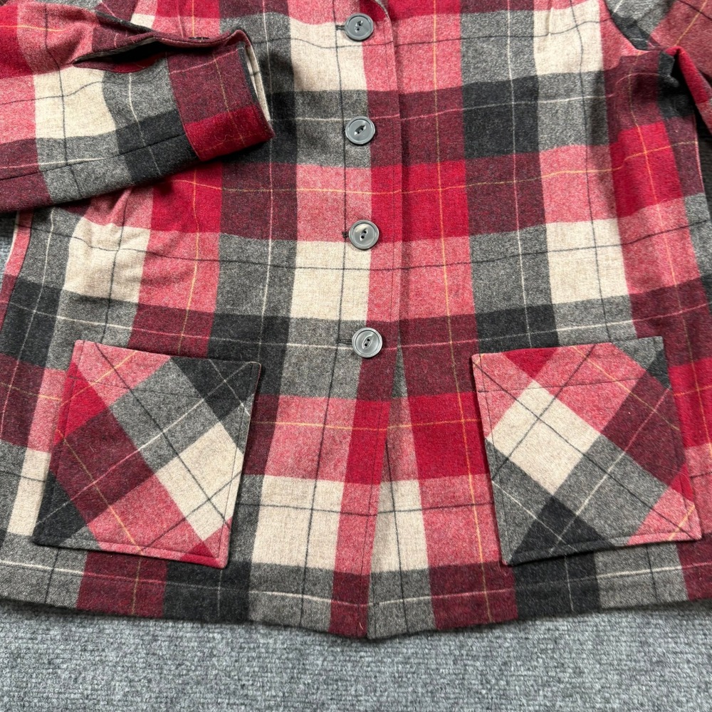 Pendleton 49'er Plaid Wool Jacket Womens Large Red Button Up Made In USA Vintage - Picture 6 of 7